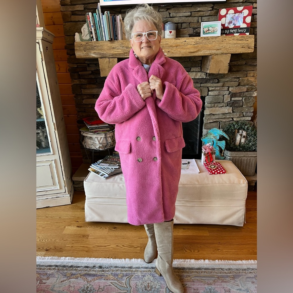 Very cute brand new sherpa J Crew coat with tags in pink.